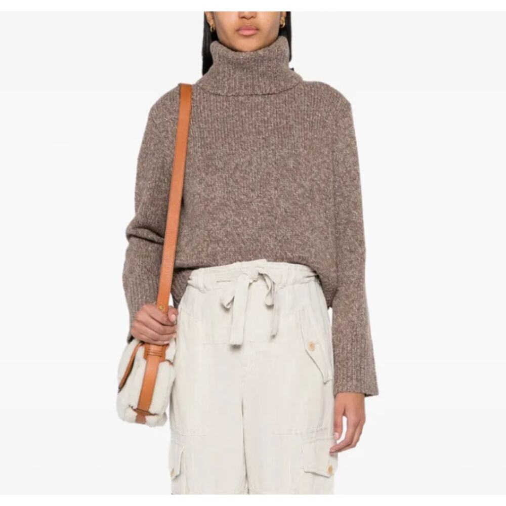 Polo Ralph Lauren Wool Cashmere Turtleneck Sweater Taupe Brown Small